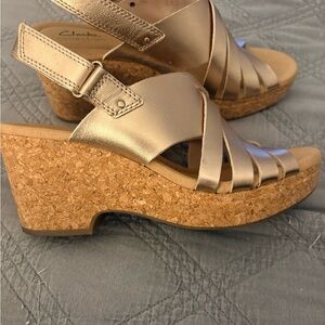 Clarks Women's Metallic Wedge Sandals